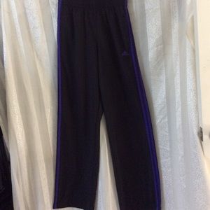 Adidas black athletic pants/track jogger pants- blue stripes-ladies joggers